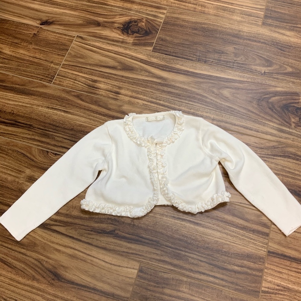 - American Princess cream sweater with pearls, girl’s size 5